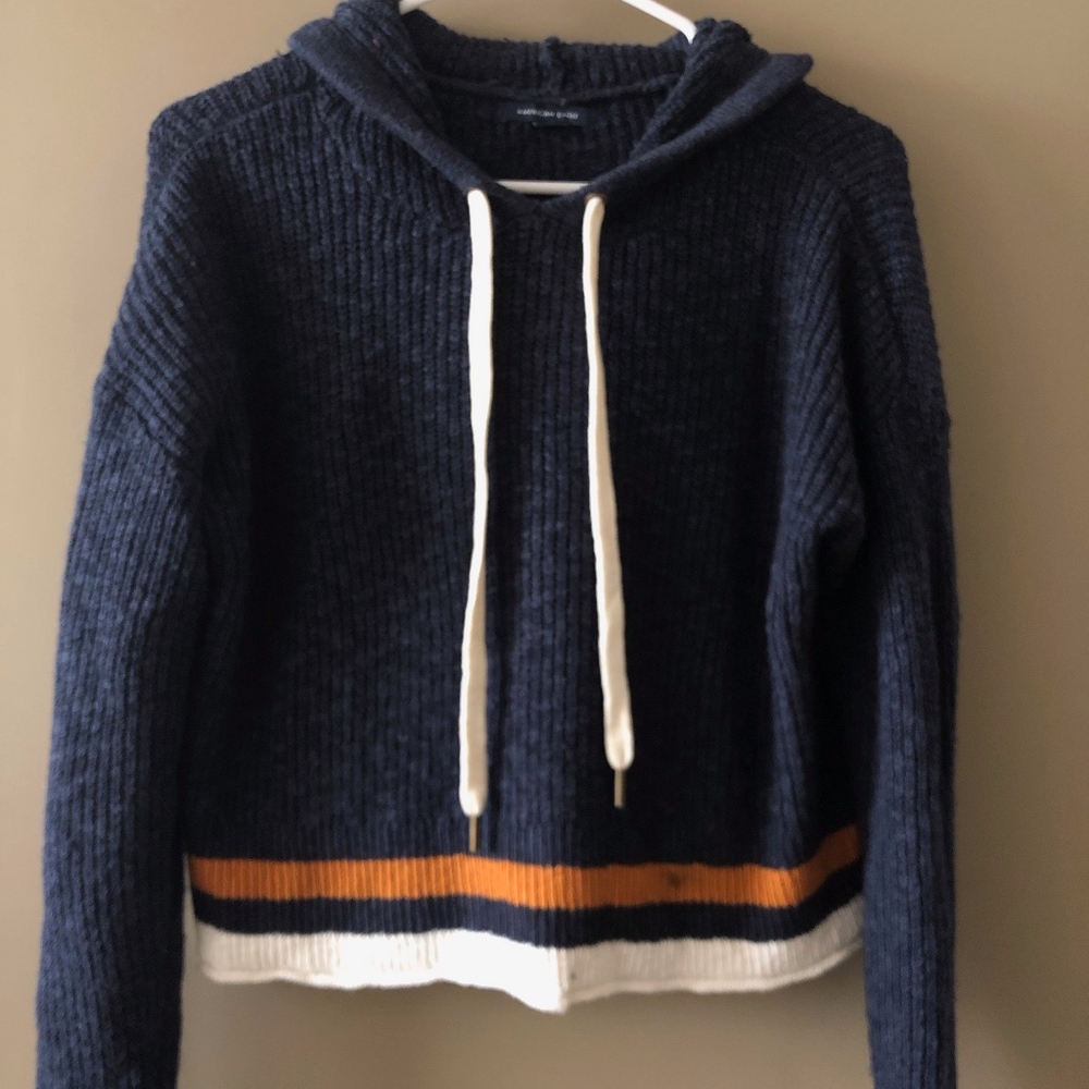 American Eagle Navy Blue Knit Crop Sweater